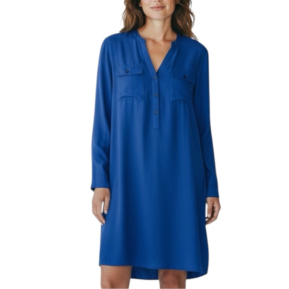 TOMMY BAHAMA 100% Linen Rugby Beach Boyfriend Cover-Up Royal Blue Size XS—Stains